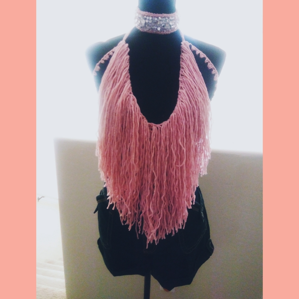 Jean Fringe crop top